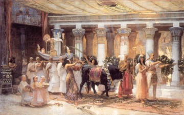 Ganado Vaca Toro Painting - La Procesión del Toro Sagrado Anubis Árabe Egipcio Frederick Arthur Bridgman